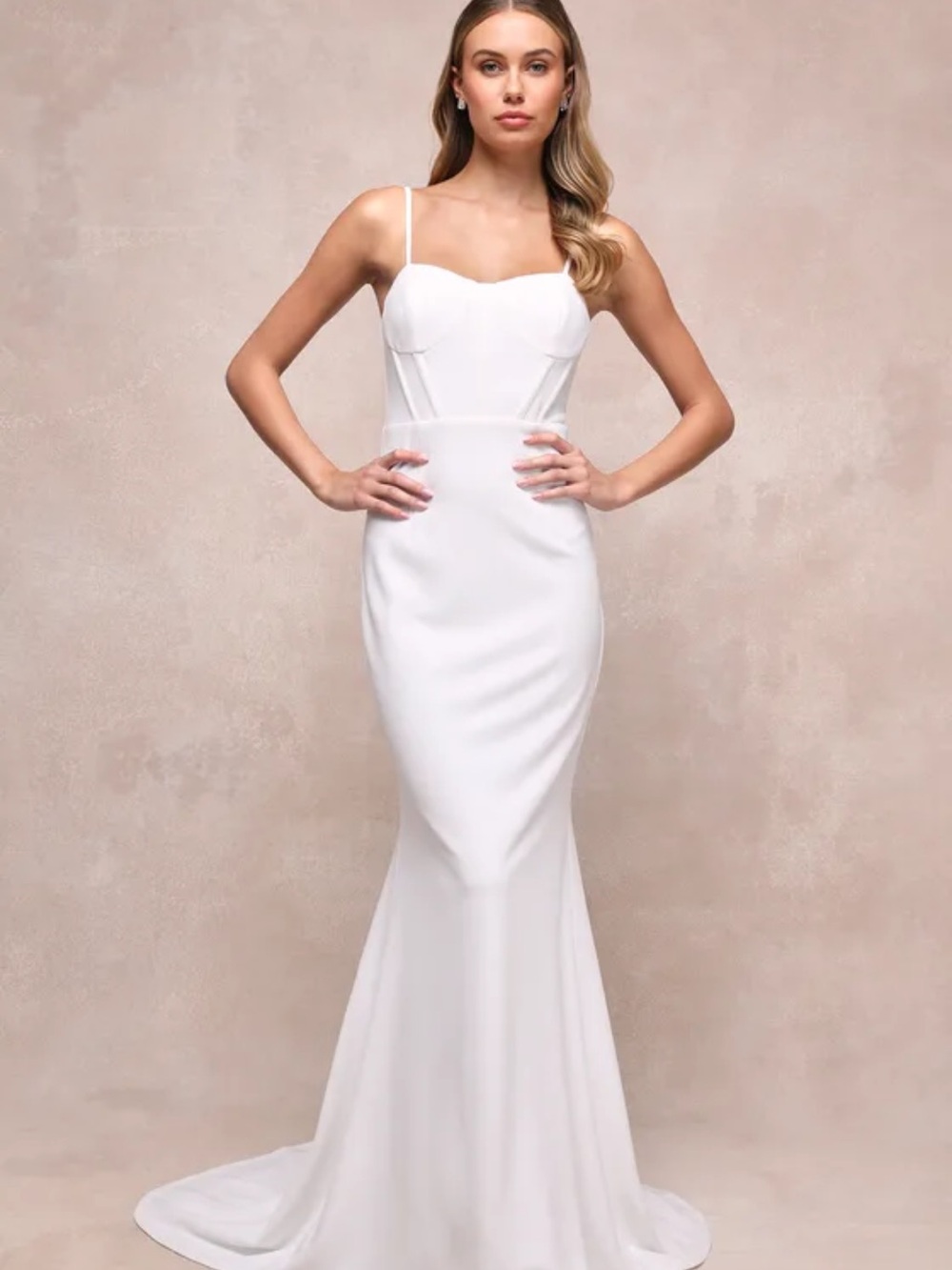 Lulu's Love White Strapless Mermaid Gown sz L